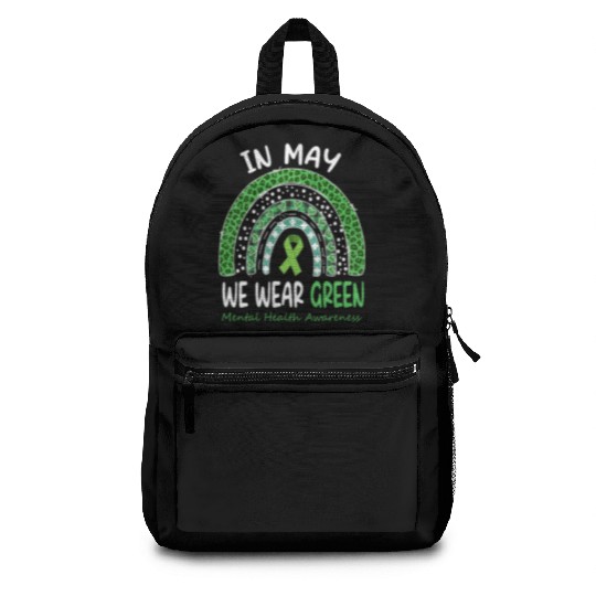 In May We Wear Green Mental Health Matters Backpacks