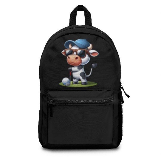 Cow Golfer Golf Course Dog Owner Backpacks