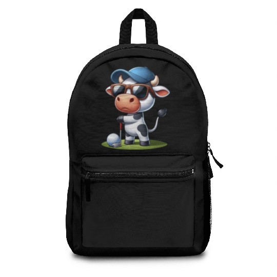 Cow Golfer Golf Course Dog Owner Backpacks