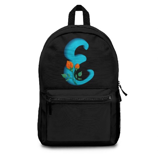 Three dimensional capital letter E rose monogram Backpacks