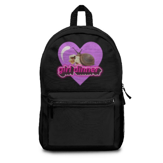 Girl dinner meme snail popcorn cute aesthetic Backpacks