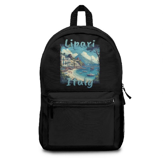 Lipari Italy Grunge Beach Mountains Backpacks