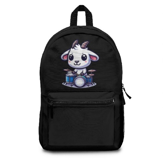 Cute Goat Drummer Farm Band Design Backpacks