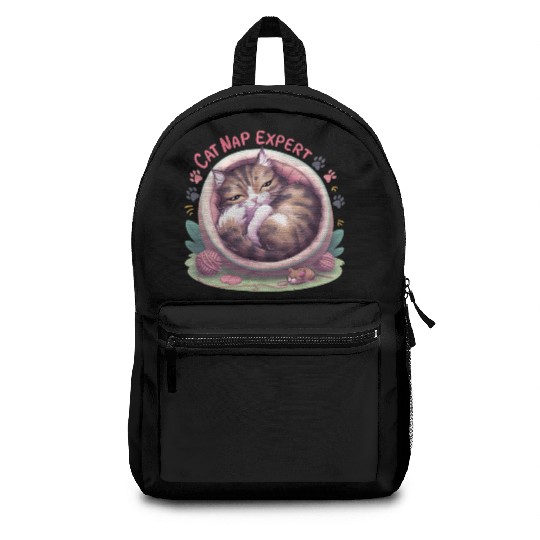 Cat Nap Expert - Funny Cat Outfit! Backpacks