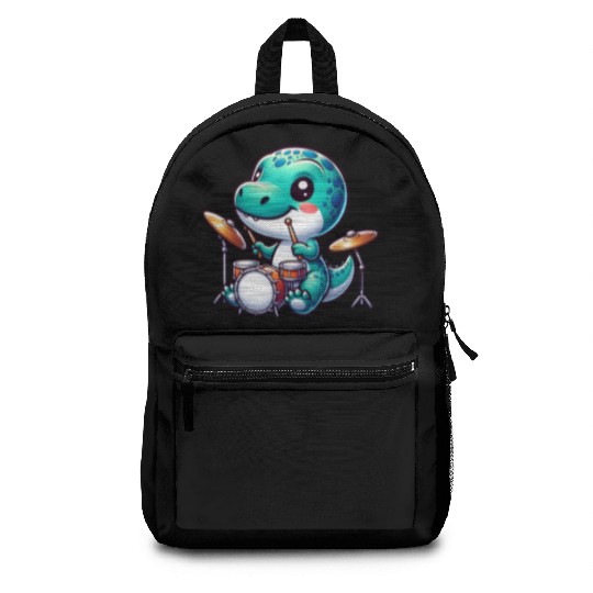 Cute Dinosaur Drummer Cool Design Backpacks