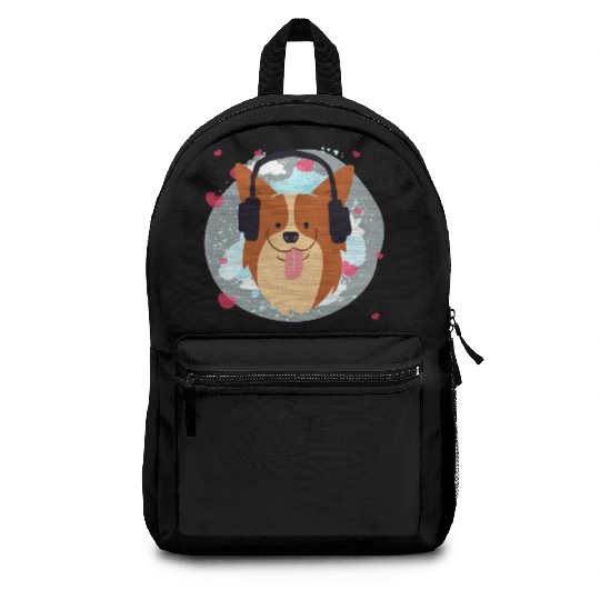 Joy Dog Love Music Using Headphone Cheer Happy Backpacks