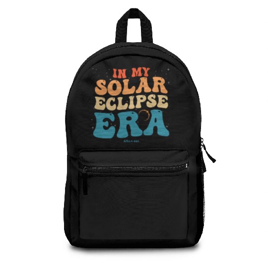 In My Solar Eclipse Era Groovy April 8, 2024 Backpacks