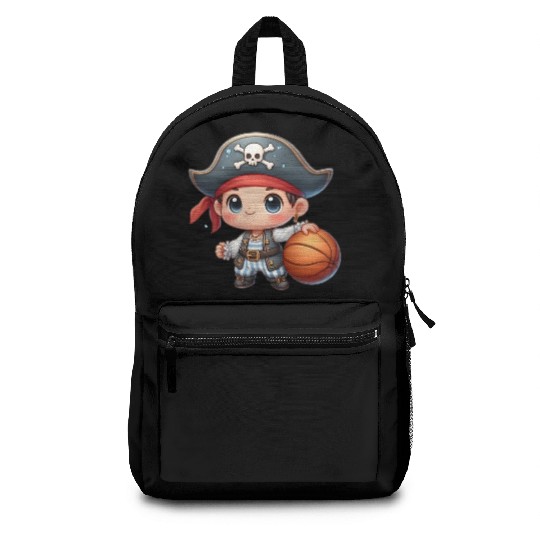 cute baby pirate playing basketball Backpacks