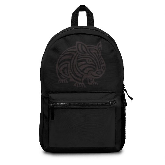 Wombat Tribal Style Vector Design Single Color Backpacks