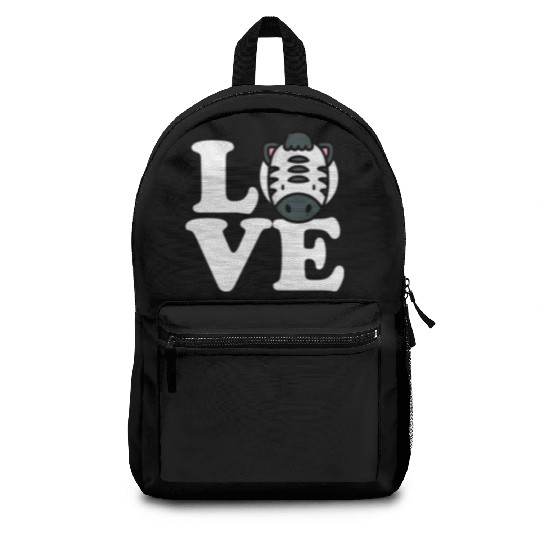 LOVE Zebra Funny Stripes Animal Face African Pun Backpacks