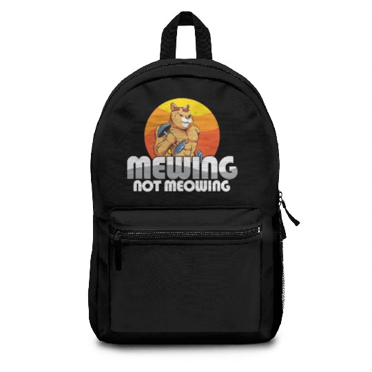 Funny Cat Meme Mewing Not Meowing Jawline Backpacks
