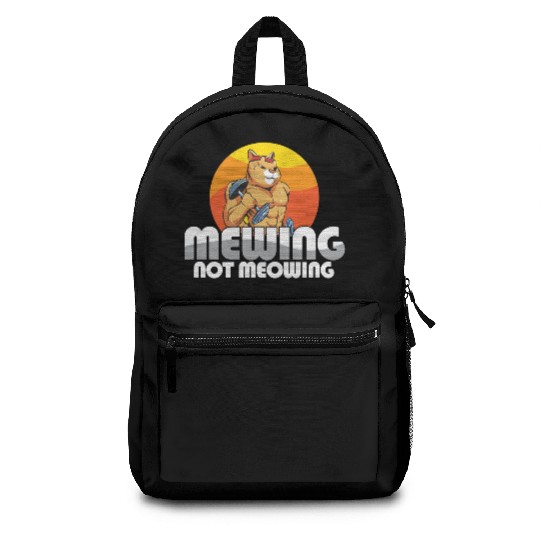 Funny Cat Meme Mewing Not Meowing Jawline Backpacks