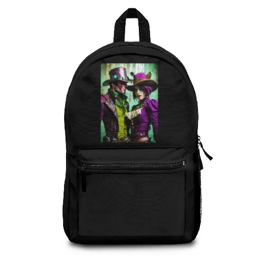 dark purple and green avatars ax vs nox 1 Backpacks