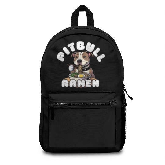 Pitbull Eating Ramen Backpacks