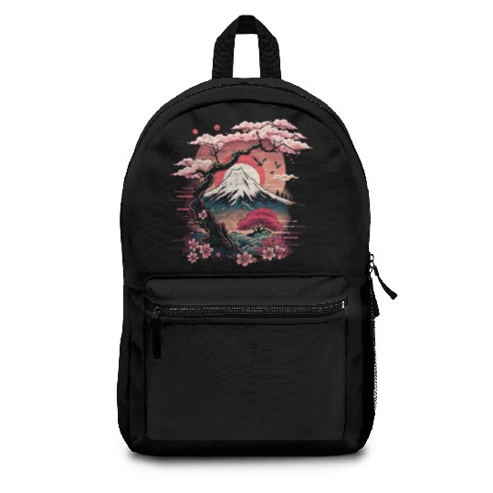 Japanese Sakura Garden Geisha Mount Fuji Cherry Backpacks