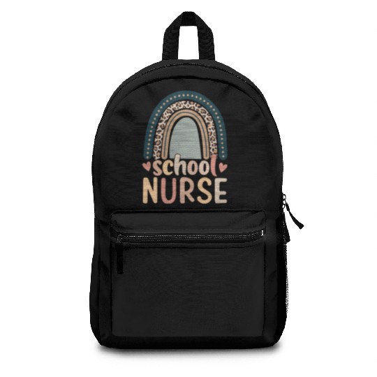 Rainbow Leopard Print School Nurse Back To School Backpacks
