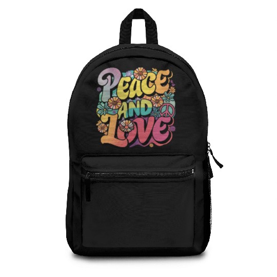 Peace And Love Hippie 1960`s 1970`s Backpacks