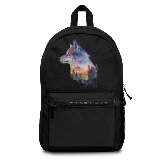 Wolf Print, Cosmic Wolves, Animal Print, Cosmos Backpacks