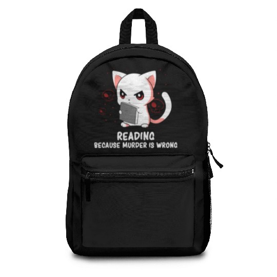 Reading - Reading Cat - Dark Humor - Reading Book Backpacks