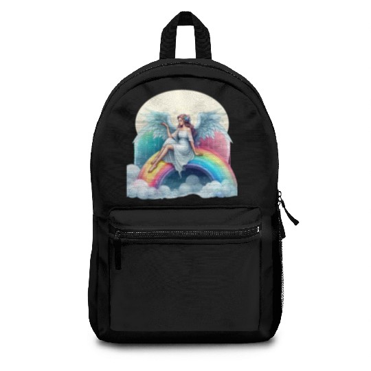 Angel on rainbow Backpacks