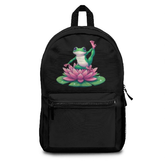 Frog Yoga Meditation on Water Lily Backpacks