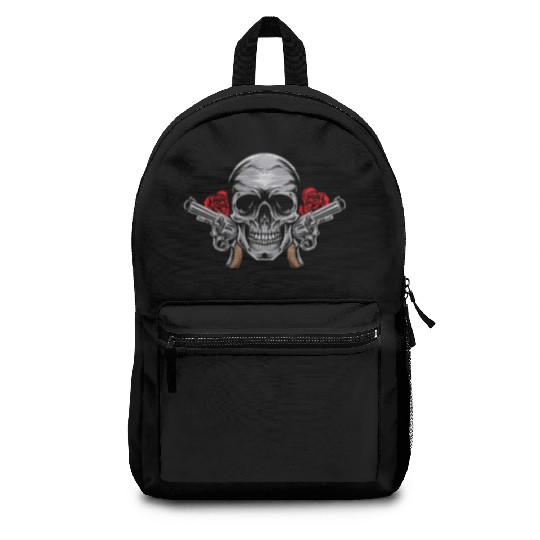 Skeleton Roses Guitar Skull Roses Guns Backpacks