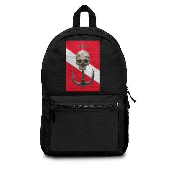 Skull and Anchor on Diving Flag Backpacks