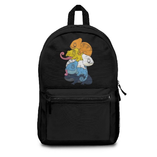 Aroace Flag Pride Lgbtq Chameleon Pile Backpacks