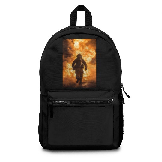 Firefighter in burning fire - Fire fighter head Backpacks