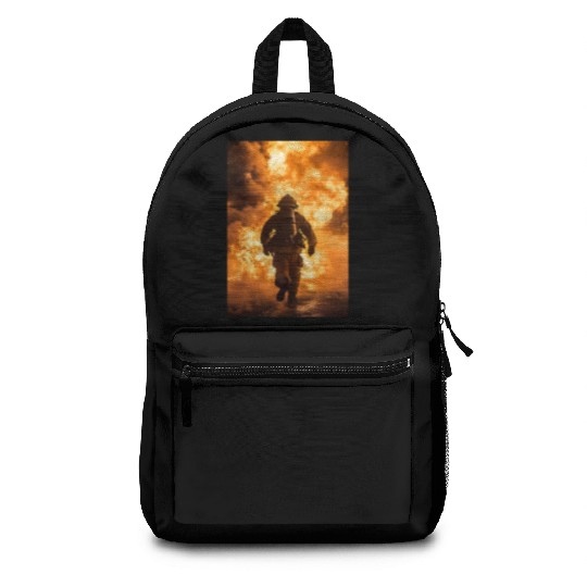 Firefighter in burning fire - Fire fighter head Backpacks