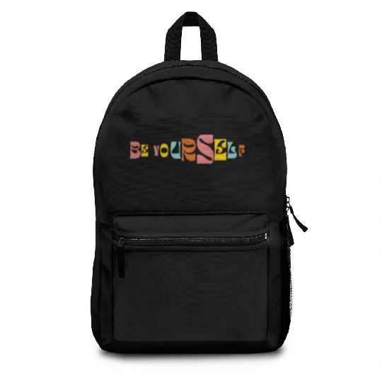 Be Yourself Groovy Text Graphic Backpacks
