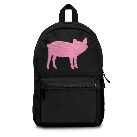 Pig Silhouette I Love pigs pink piggy piglet Backpacks