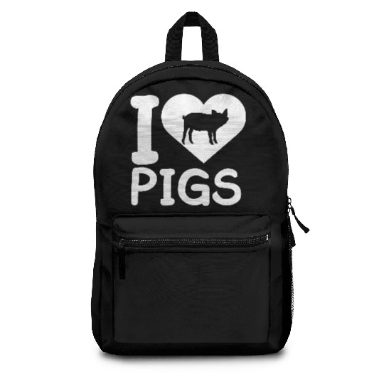 I Love Pigs pig heart piggy piglet Silhouette Backpacks