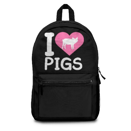 I Love Pigs pig heart piggy piglet silhouette Backpacks