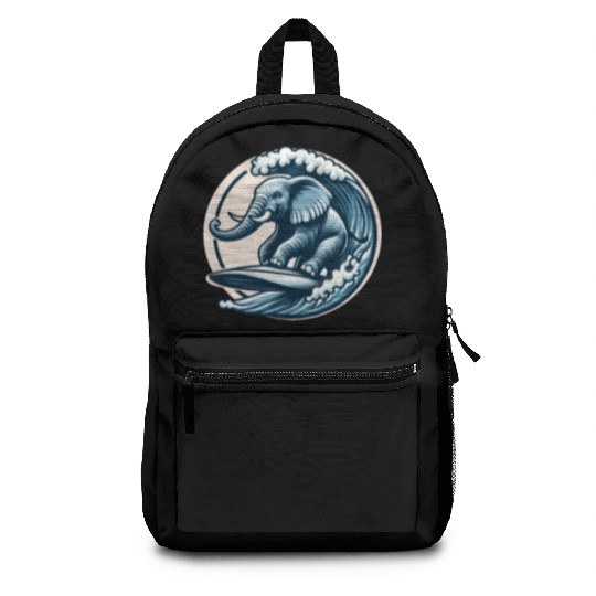 Surfing elephant Backpacks