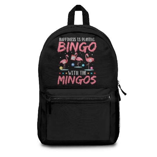 Funny Bingo Player Happiness Flamingo Backpacks