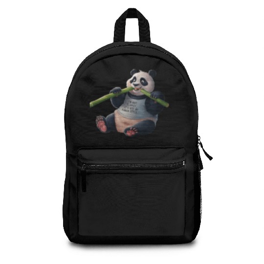 Panda Paradise: Serene Panda Enjoying a Bamboo Fea Backpacks