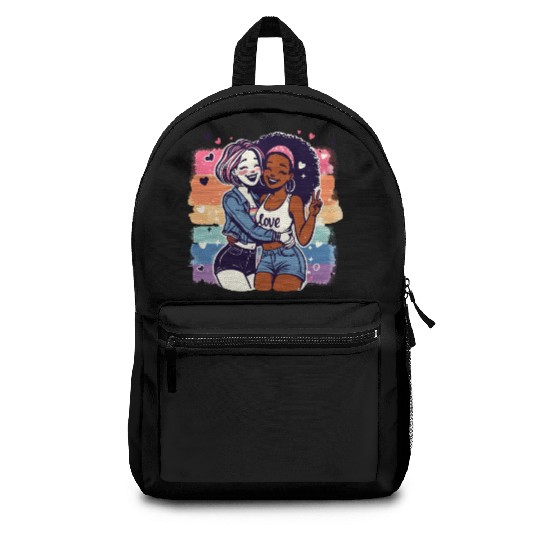 Cute Sapphic Lesbian Whitey Melanin Rainbow Pride Backpacks