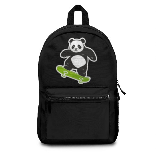 Cute Panda Skater Green Backpacks