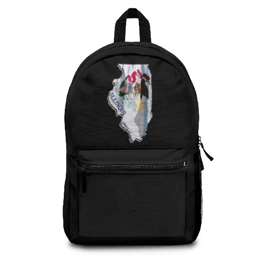 Illinois State Flag in Illinois State Map Backpacks