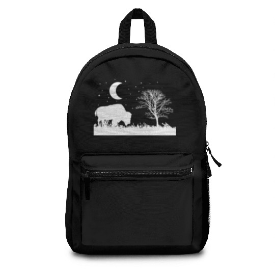 Bison eating Grass Animal Backpacks