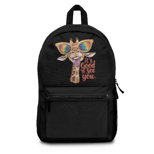 Funky Giraffe With Colorful Sunglasses Fun Saying Backpacks