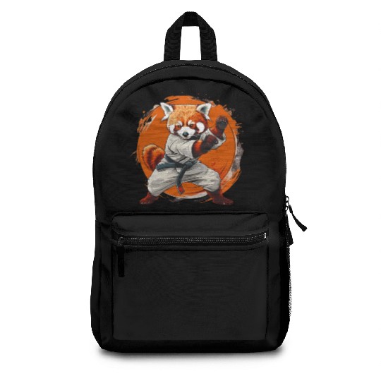 Red panda karate fighting style Backpacks