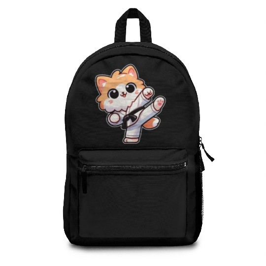 Karate Taekwondo Funny Cat Jiu Jitsu Women Girls Backpacks