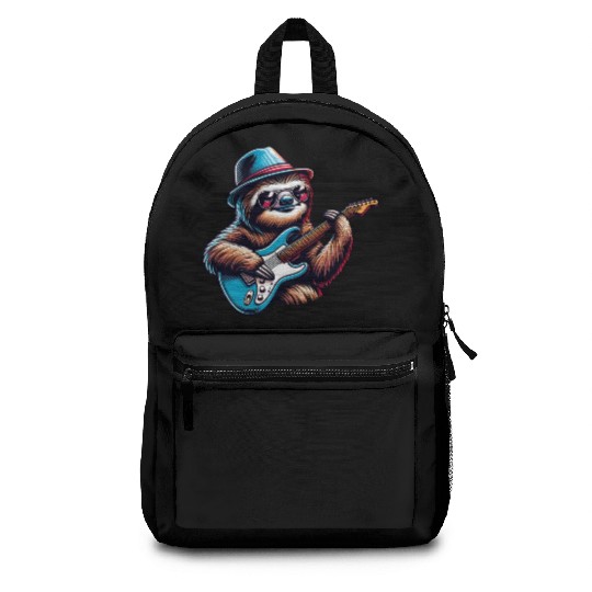 Cool Sloth E-Guitar Player Design Backpacks