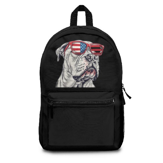 Dogo Argentino dog. 4th of July and memorial day Backpacks