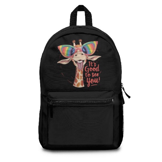 Funky Giraffe With Colorful Sunglasses Fun Saying Backpacks