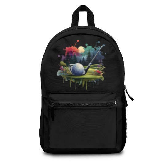 Elegant Watercolor Golf Stroke Golfing Art Backpacks