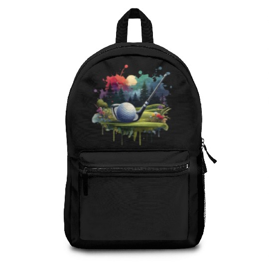 Elegant Watercolor Golf Stroke Golfing Art Backpacks