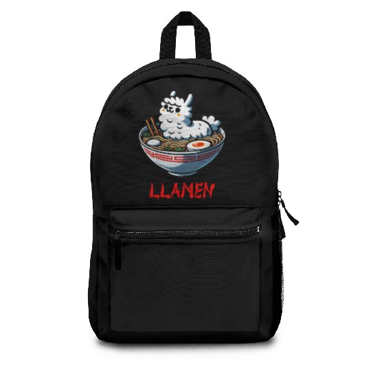 Llamen Noodles Chinese Food Alpaca Llama Lover Backpacks